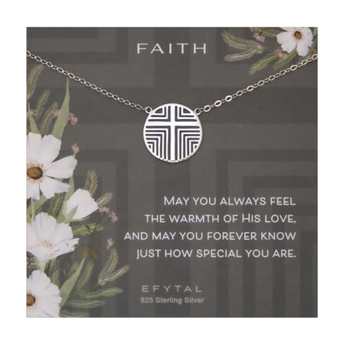 EFYTAL Sterling Silver Cross Necklace for Confirmation, First Communion, Baptism - Christian Jewelry for Teen Girls and Women - Main Image