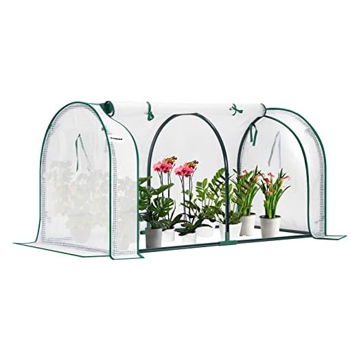 VIVOSUN Portable Mini Greenhouse 47x23x23-Inch Tunnels, PE Cover with Roll-up Zipper Door, for Indoor Outdoor or Garden Plant Growing, White