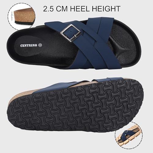 Image of Centrino Mens Cushion Sliders /Slippers|Berkin-Style Slip-On Sandals | Open Toe Design | Soft PU Footbed | Lightweight & Comfortable | Arch Support | On-Grip Sole | Casual Outdoor Wear (6868)
