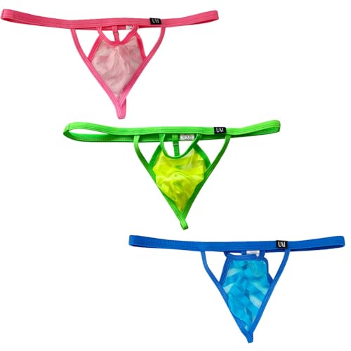 Men's Sheer Low Rise Thong Sexy See Through T-Back Briefs