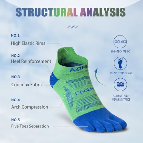 Image of Toe Socks Cool-max Running Socks for Men Women 3 Pairs Athletic Breathable Five Finger Socks