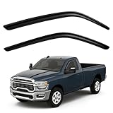 PLDDE Tape-On Rain Guards Compatible with 09-18 Ram 1500,19-24 Ram 1500 (Classic Body),10-26 Ram 2500/3500, Standard Cab Only,Window Visor Outside Mount Smoke Tint Vent Side Wind Deflectors 2-Pack