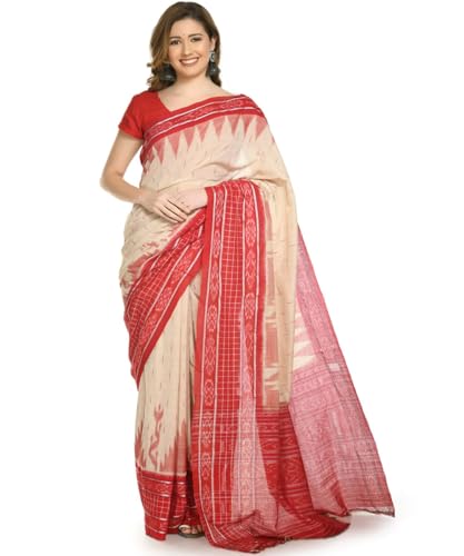 Image of Nuapatna Cotton Saree of Odisha Ikkat Orissa Traditional Handloom Sari | Bomkai | Pata | Nuapatana | sambalpuri saree | khandua patta sare | without Blouse S6