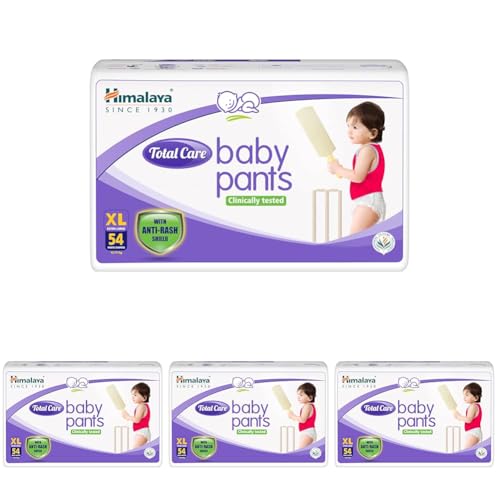 Image of Himalaya Total Care Baby Pants Diapers, Extra Large (12-17 kg), 54 Count, With Anti-Rash Shield, Rapid Absorption, Superior Comfort, Clinically tested (Pack of 4)