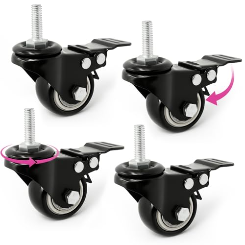 Liquid Stands Keyboard Stand Caster Wheels Set of 4 Replacement Locking Heavy Duty Wheels with Brake - Piano Stand Parts and Accessories