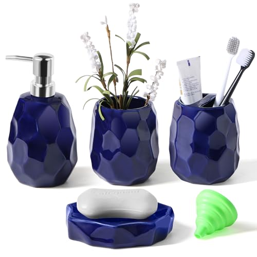 Ensemble d'accessoires pour salle de bain, ensemble de 4 pièces pour salle de bain, distributeur de lotion et de savon, porte-savon, porte-brosse à dents,...