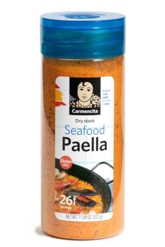 Carmencita. Seafood Paella. Dehydrated Broth with Saffron. Restaurant size. 337g