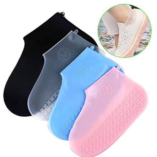 YOBEYI 2 Pairs Silicone Shoe Covers Reusable Waterproof No-Slip Rubber Rain Shoe Covers