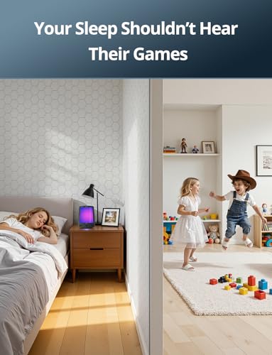 Image of Kuchoow Mass Loaded Vinyl Soundproof Foam Wall Panels for Noise Reducing and Absorbing, Hexagon White 12 Pack 12 inch x 12 inch x 0.4 inch Acoustic Panel for Studio Room, Decorative Tiles for Ceiling, Door