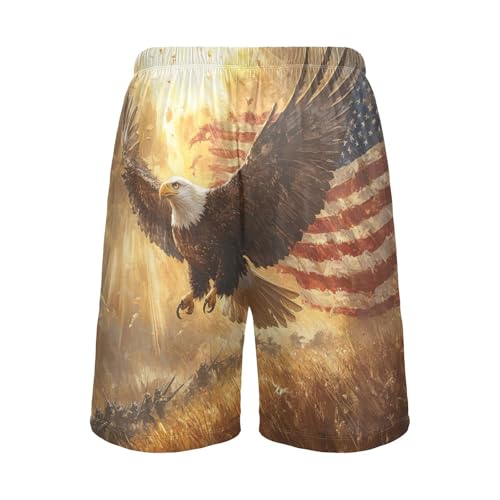 Bird Flag Golden Pajama Shorts for Men Lounge Pants Sleep Lounge Pant Mens Sleep Shorts with Pockets, S-XXL2