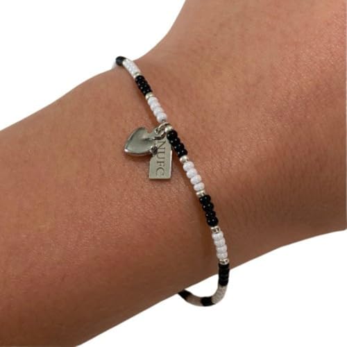 Beadlet Newcastle United Football Fan Beaded Bracelet With Tag & Heart Charm (Standard)