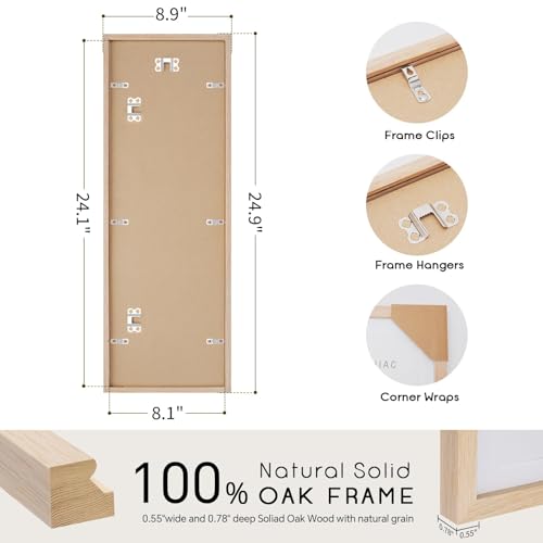 8x24 Oak Wood Picture Frame - 8x24 Photo Frame with Mat Display 5Pcs 4x6 Photos, 4x6 Picture Frame Wood, Natural Solid Wooden Picture Frames for Wall Art Photo and Prints(3 Pack, Beige)