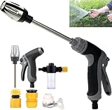 STOAT Chorro de potencia pistola de alta presión, pistola giratoria para manguera de jardín, limpiador con varilla larga, chorros regulables coche, jardín y terraza
