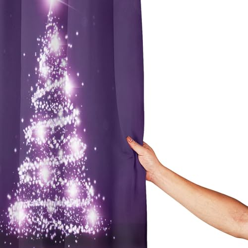 Rideau de douche polyester imprimé violet avec 12 œillets inoxydables - 5