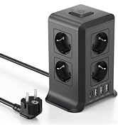 Regleta vertical de 2 m, con 4 puertos USB y 8 tomas de corriente, vertical Pow...
