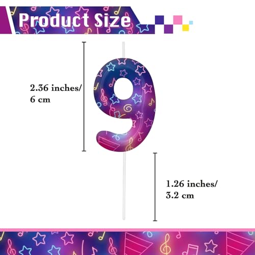 Image of Purple Number 9 Birthday Candles, Cartoon Themed Cupcake Toppers for Boys Girls Cake Decorations, Cake Toppers, Birthday Decorations Party Supplies, Number Candles for Party Decor