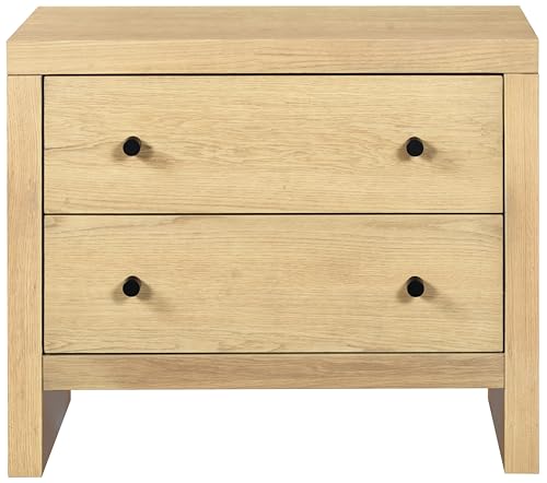 Image of SAFAVIEH Couture - Frederick Nightstand - Oak Nightstand with 2 Drawers - Fully Assembled Modern Bedroom Storage, 30 inch W x 17 inch D x 25 inch H (SFV2229B)