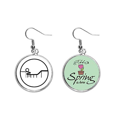 Pendientes de montaña rusa con silueta de parque de atracciones joyería de primavera