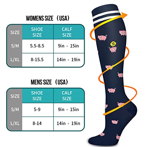 COOLOVER Meias de compressão de cobre para mulheres e homens (6 pares) - melhor suporte para corrida