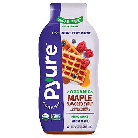 Pyure Organic Maple Flavored Syrup, Zero Sugar, 2 Net Carb, Gluten-Free, Plant-Based Maple Syrup for Vegan Keto Friendly Food, 14 Oz Cover
