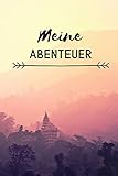  Meine Abenteuer, Notizbuch, Organizer, Schulheft, Block A4, Punkteraster, 120 Seiten: Cover Schriftzug Abenteuer mit Landschaft