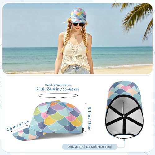 Casquette de baseball de camping et pêche avec motif écailles bleu clair