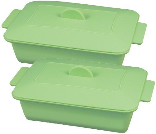 ニシヤマ シリコンスチーマー 電子レンジ調理器 角型 2個セット クオーレ グリーン CM-2G