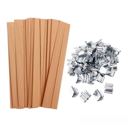 100Pcs Wood Wicks for Candles Making, 5.1x0.5x0.04inch Wood Candle Wicks Natural & Crackling Wooden Candle Wicks for DIY Craft