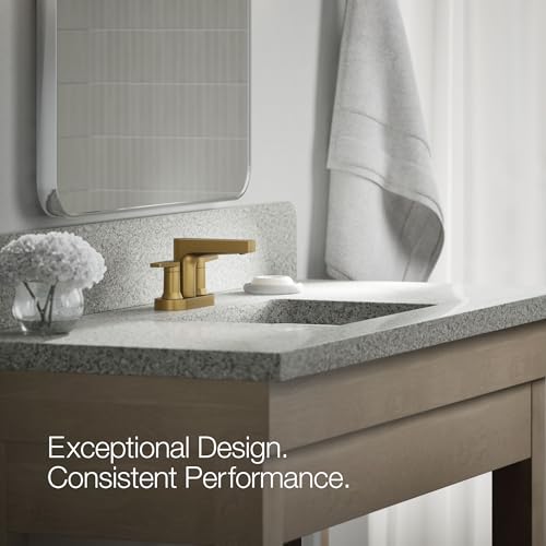 KOHLER K-97031-4-2MB Taut Centerset Bathroom Sink Faucet, 1.2 GPM, Two-Handle Faucet, Minimalist Design, Corrosion Resistant, Vibrant Brushed Moderne Brass - image 4
