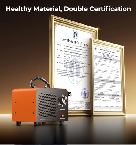 Image of Hadlook Ozone Generator, 48,000mg /h High Capacity O3 Machine for Large Spaces Up to 4,000 Sq Ft, Portable Odor Eliminator for Car, Home, Basement, Smoke, Pets, and Commercial Use, Orange