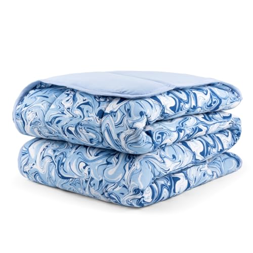 Edredom Solteiro Malha 100% Algodão Liso Dupla Face Com Viés (Est. Azul Bebe)