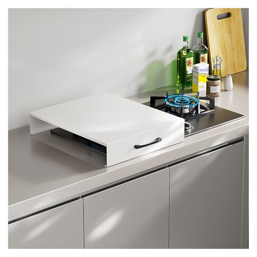 tapa encimera gas Protector ligero para estufa de gas, protector con asas, antideslizante, color blanco, ideal para cocinas.(35x48x9cm/13.8x18.9x3.5in)