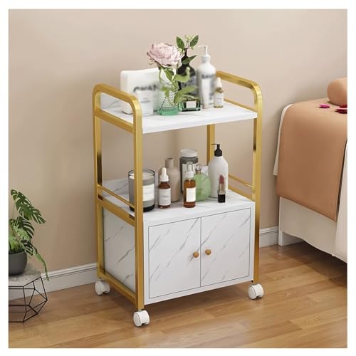Carrito grande de 3 niveles con ruedas para salón de belleza, armario de almacenamiento de peluquería con ruedas, utilidad para baño, cocina, oficina, taller y salón de belleza (dorado-C2)
