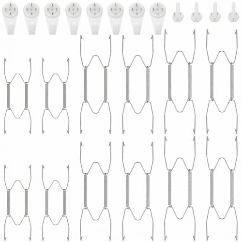 Image of Hotop 12 Pieces Plate Hangers for Wall Stainless Steel Wire Invisible Heavy Duty Plate Hangers Display Holders with 12 Pieces Hooks for Wall Decorative(6 /8 /10 Inch,Silver)