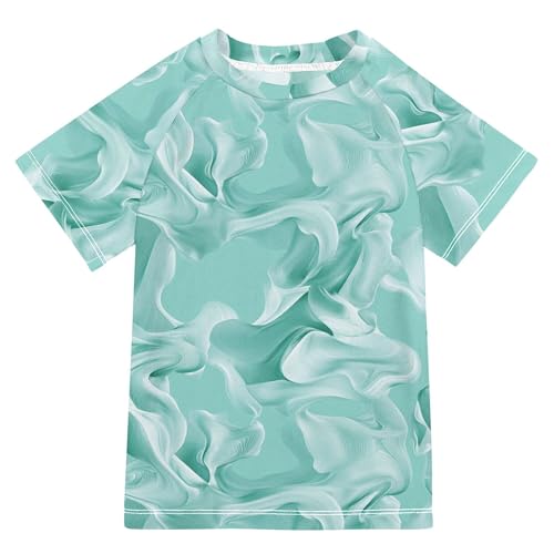 Wudan Aesthetic Mint Turquoise Boy Bathing Suit UV Protection Kids Rash Guard Swimsuit Girls Swimwears Kids Sports Shirts for Teen Boy 11-12Y