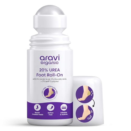 Image of Aravi Organic 20% Urea Foot Cream Roll On 50ml | For Dry & Cracked Heels, Crack Heel Repair | With 5% Lactic Acid, Salicylic Acid & NMF Complex | Non-Sticky Formula | Softens Rough Feet