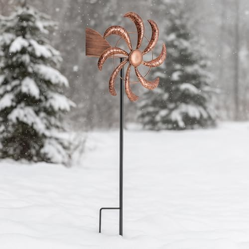 Fiada Moulin à Vent Métal Jardin Extérieur Éolienne Girouette de Jardin Extérieur à Piquer Anti-Oiseaux Pigeon Moulin à Vent Effaroucheur Oiseaux (Bronze)