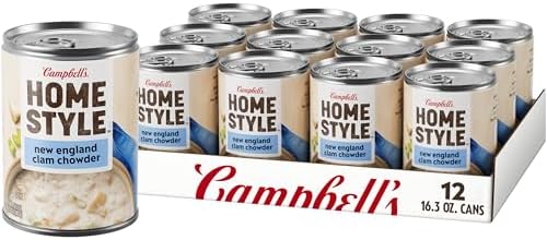 Campbell's Homestyle New England Clam Chowder Soup, 16.3 oz Can (Pack of 12)