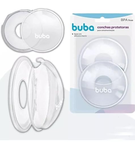 Kit Concha Conchas Protetoras Para Amamentação Base Silicone e Protetor Absorvente Buba Lavável Para