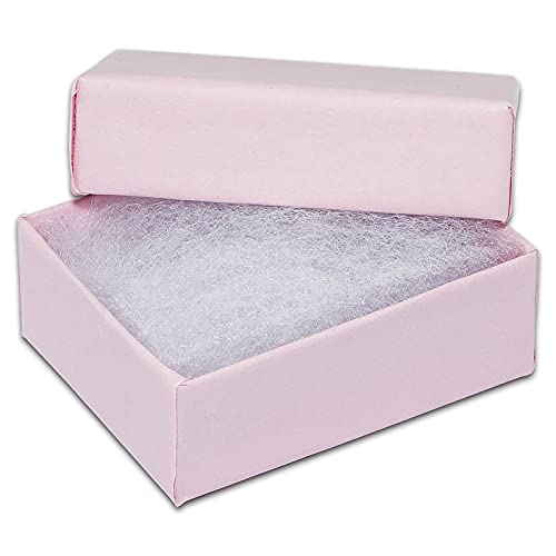 Thedisplayguys 100-Pack #10 Cotton Filled Cardboard Paper Jewelry Box Gift Case - Pink (1 15/16" X 1 1/4" X 11/16") #TOP1