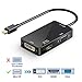 VicTsing 3-in-1 Mini Displayport Thunderbolt to HDMI/DVI/VGA Adapter, 4K Mini Displayport 1.2 Converter, Compatible Male to Female Adapter for MacBook, PC, Projector, Surface Pro- Black