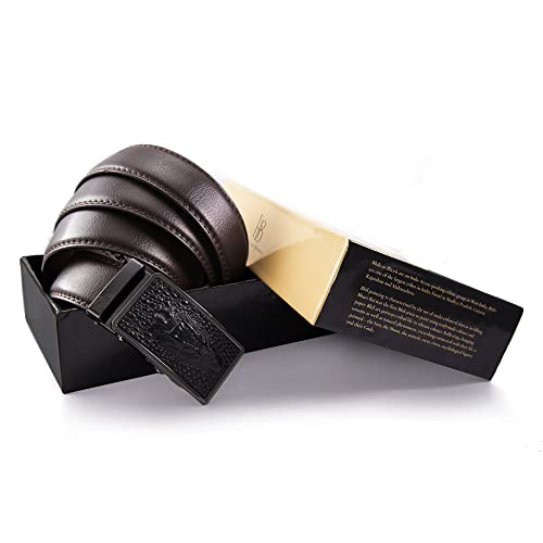 Image of BANGE Mens Genuine Leather Belt with Limited Edition Buckle (a House Of Brands Company design) (T131 BLA BRO)
