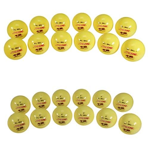 Sportime Inflatable Exercise Balls, 3 Inches, 12 Pack, Yellow Inflatable Exercise Balls, 4 Inches, 12 Pack, Yellow (24 Item Bundle)