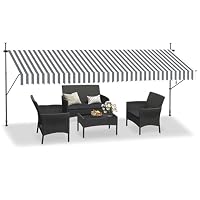 HENGMEI Klemmmarkise Balkon Markise Einziehbar Balkonmarkise Sonnenschutz ohne Bohren höhenverstellbar (200 x 120 cm, Graue und Weiße 