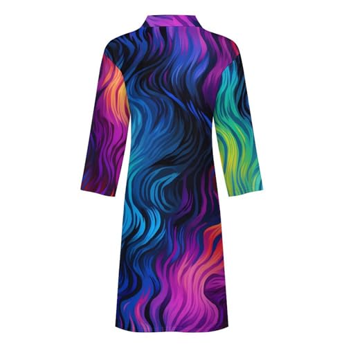 Colorful Tie Dye Mens Bath Robe Lightweight Soft Bathrobe Knee Length Spa Sleepwear 5