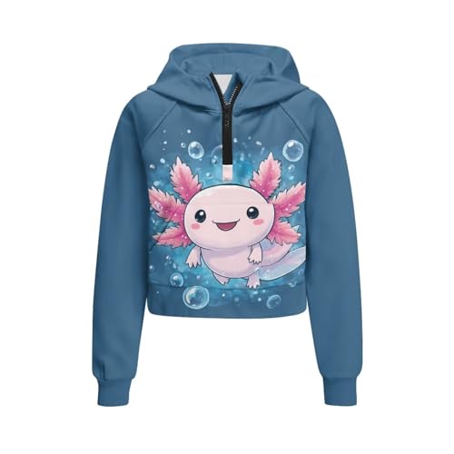 Girls Half Zip Collar Sweatshirts Long Sleeve Pullover Top with Pocket4