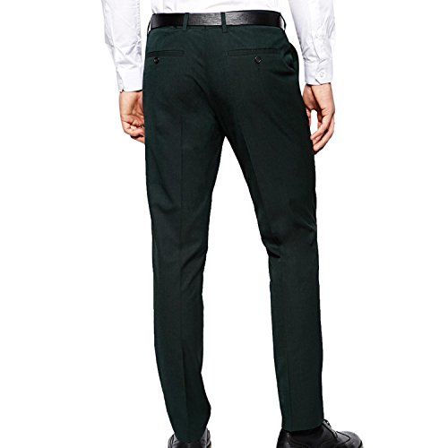 HBDesign Mens Classic Fit Easy Dress Dark Green Pants2