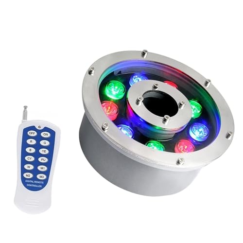 Faretto Subacquei - Faretti Piscina, IP68 Illuminazione Impermeabile Per Stagno A Foro Centrale, Luce Subacquea 12/24V, Lampada Per Giochi D'acqua Con Cambio Colore RGB Con Telecomando(12w(AC12V))