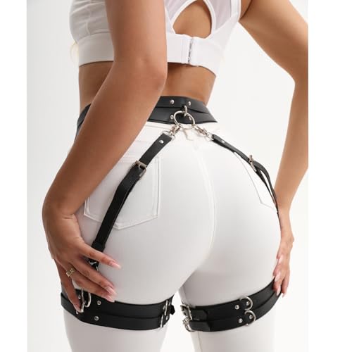 Women's Gothic Leather Thigh Harness – Adjustable Leg Garter Belt for Lingerie, Cosplay, Carnival & Punk Party Outfits2