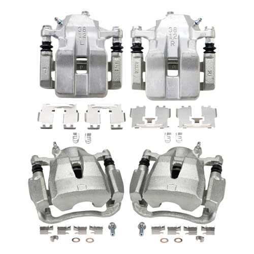 Image of TRQ Front and Rear Brake Caliper Set Zinc Coated Brackets Compatible with 2012-2018 Toyota RAV4